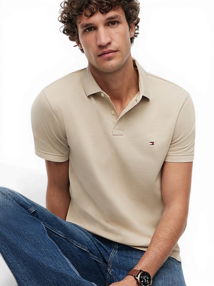 Beige polo met korte mouwen Tommy Hilfiger