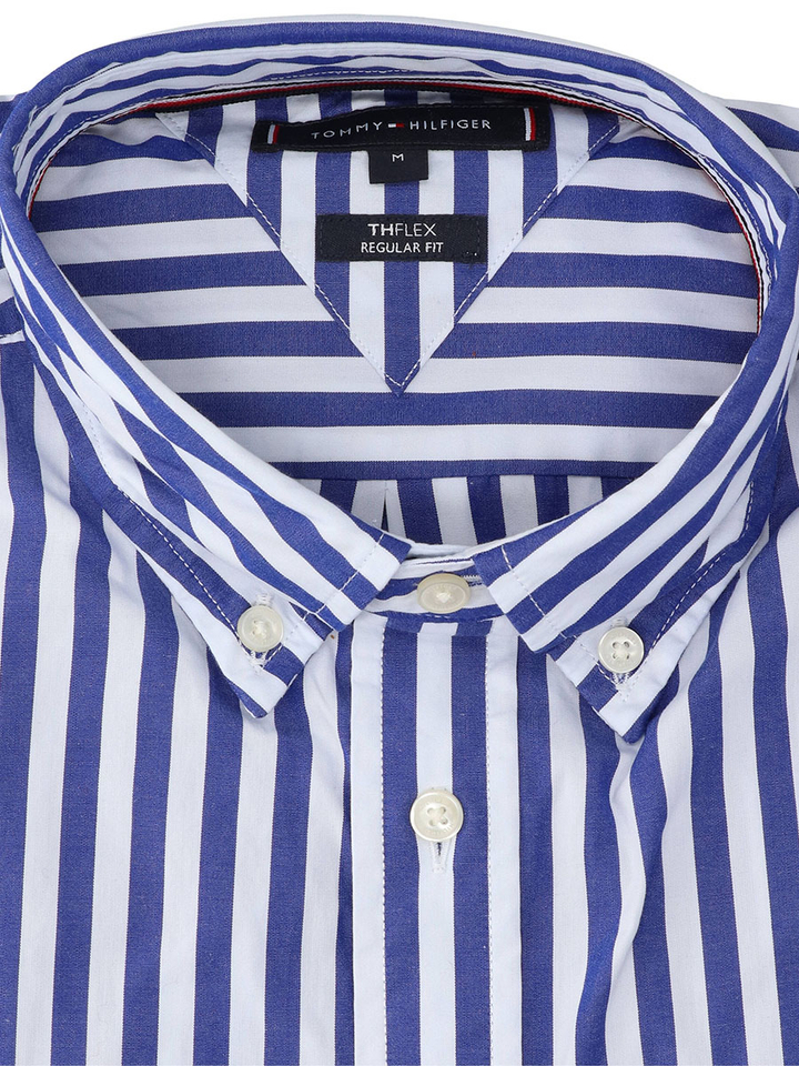 Wit katoenen hemd (regular fit) met strepen en lange mouwen Tommy Hilfiger