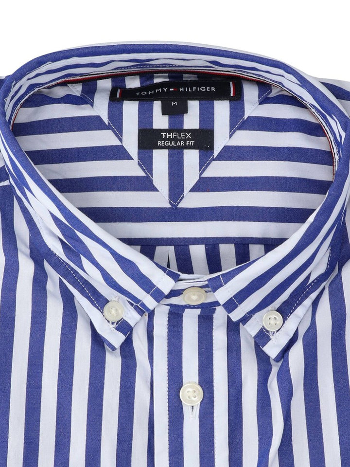 Wit katoenen hemd (regular fit) met strepen en lange mouwen Tommy Hilfiger