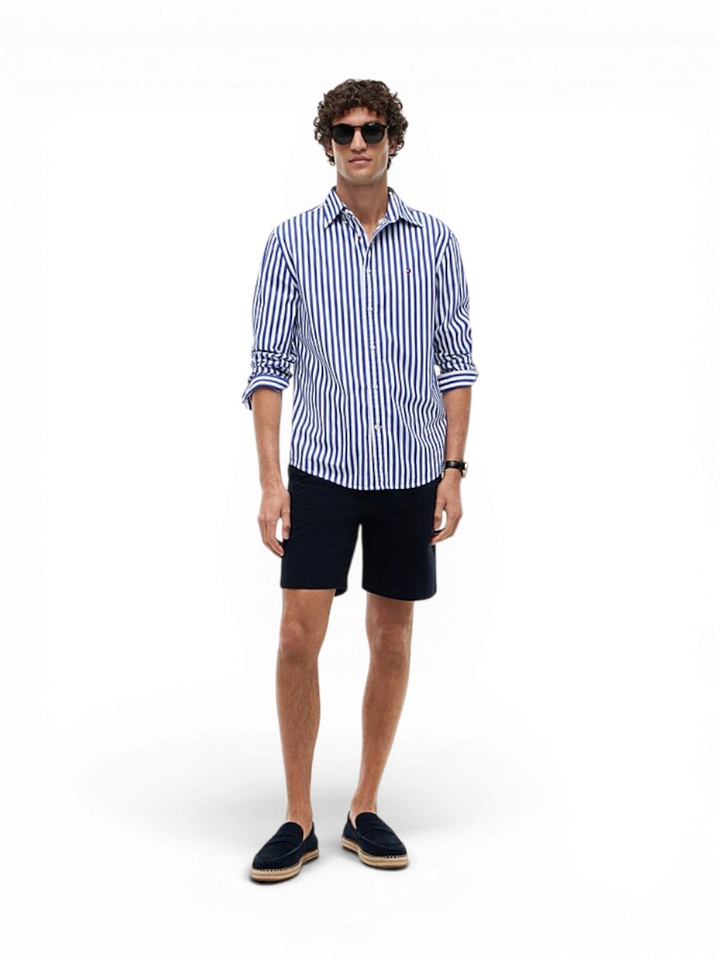 Wit katoenen hemd (regular fit) met strepen en lange mouwen Tommy Hilfiger