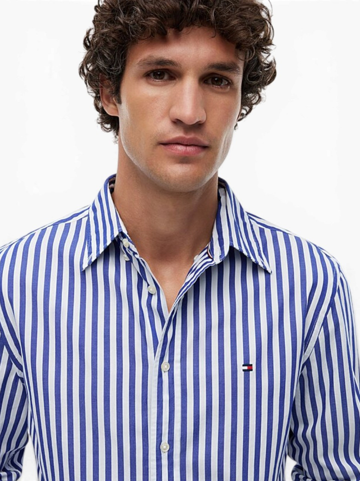 Wit katoenen hemd (regular fit) met strepen en lange mouwen Tommy Hilfiger