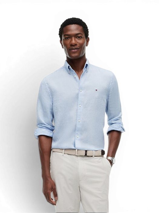 Breezy blue linnen hemd (regular fit) met lange mouwen Tommy Hilfiger