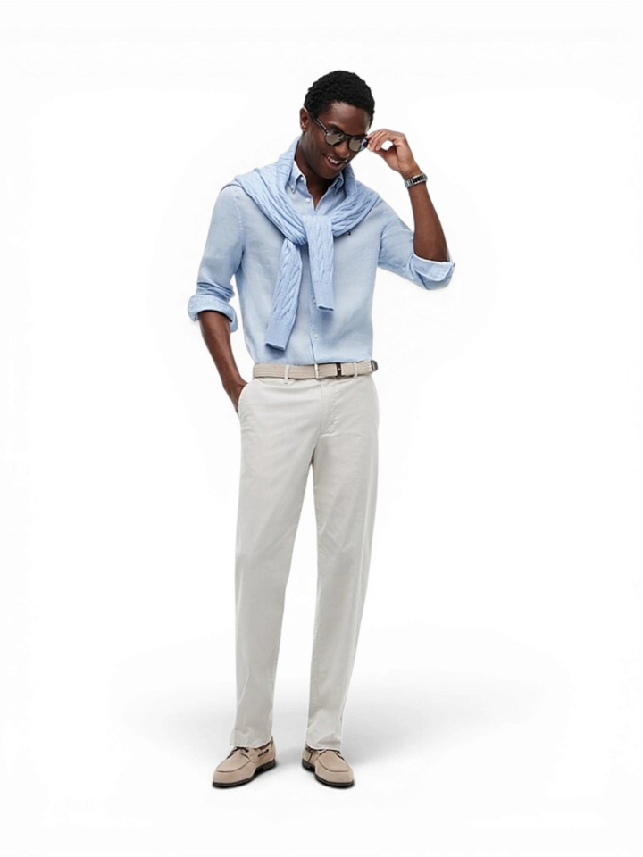 Breezy blue linnen hemd (regular fit) met lange mouwen Tommy Hilfiger 