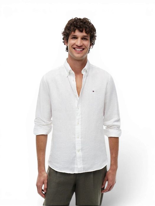 Wit linnen hemd (regular fit) met lange mouwen Tommy Hilfiger