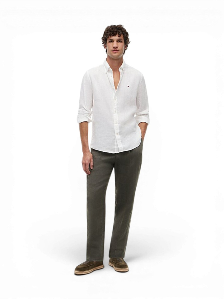 Wit linnen hemd (regular fit) met lange mouwen Tommy Hilfiger 