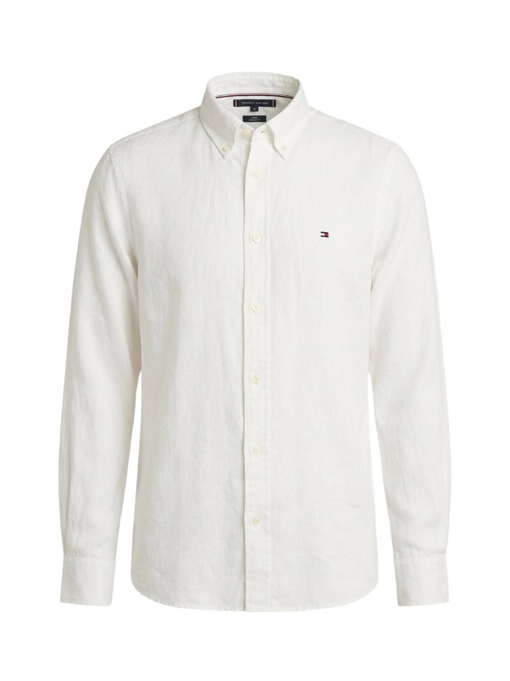 Wit linnen hemd (regular fit) met korte mouwen Tommy Hilfiger