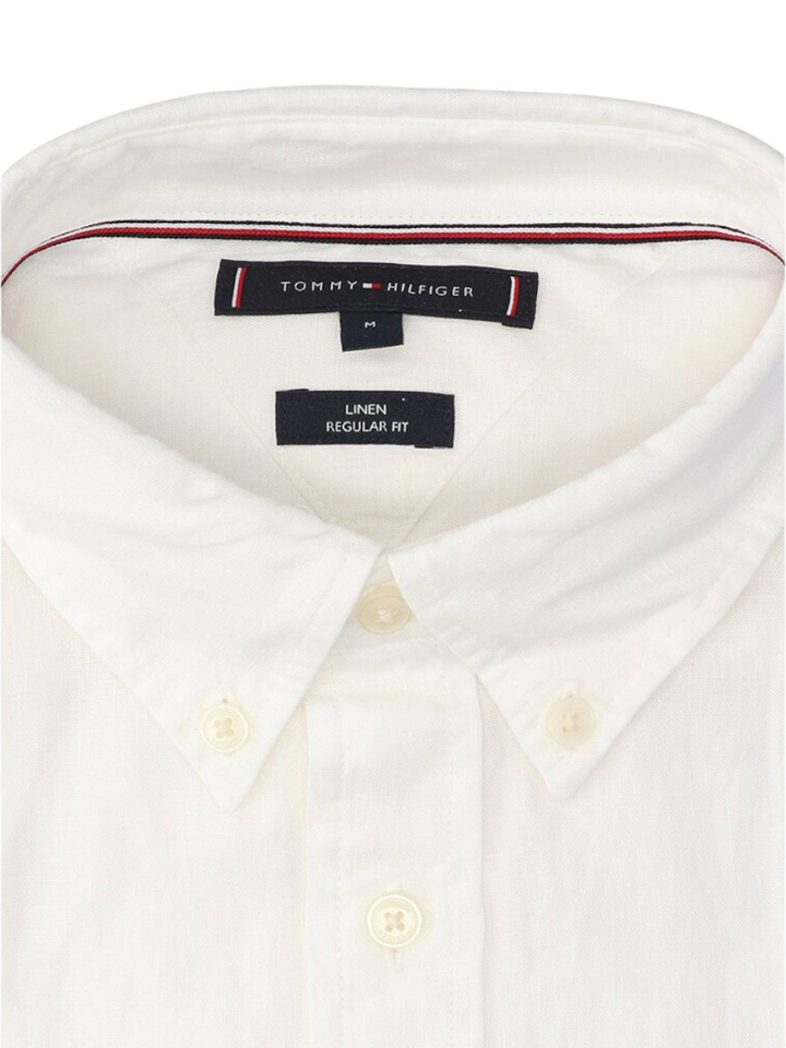 Wit linnen hemd (regular fit) met korte mouwen Tommy Hilfiger