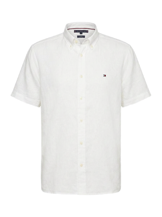 Wit linnen hemd (regular fit) met korte mouwen Tommy Hilfiger