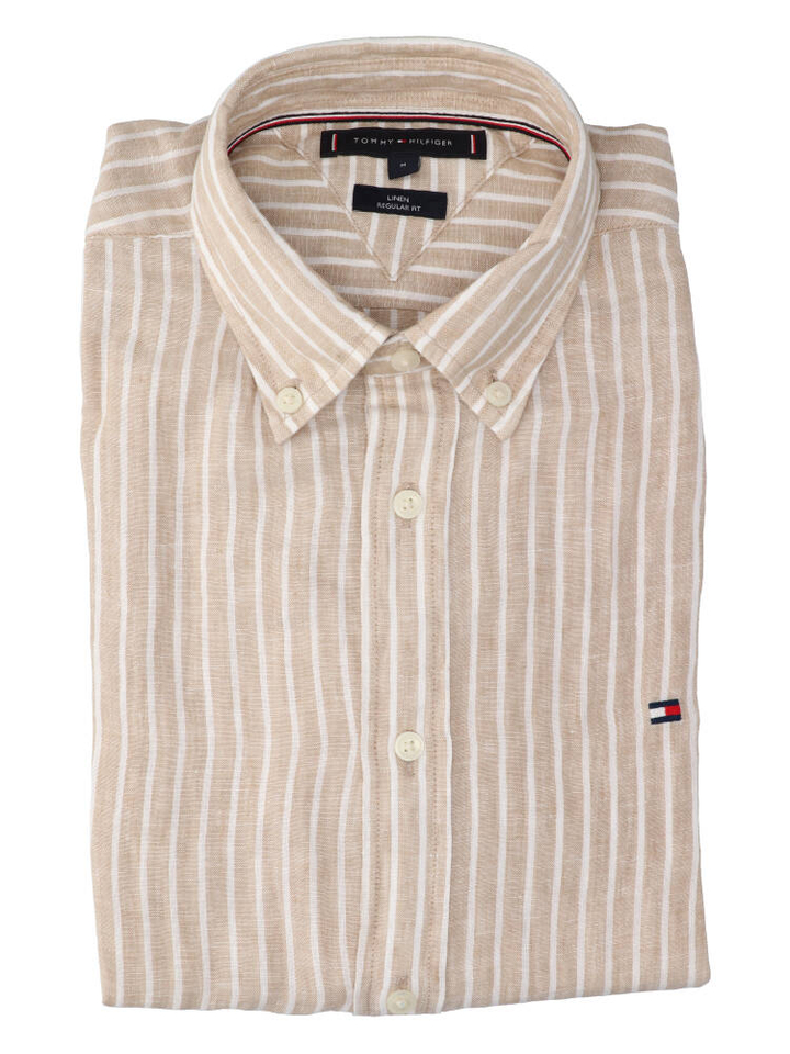 Sandelwood linnen hemd (regular fit) met strepen en lange mouwen Tommy Hilfiger 