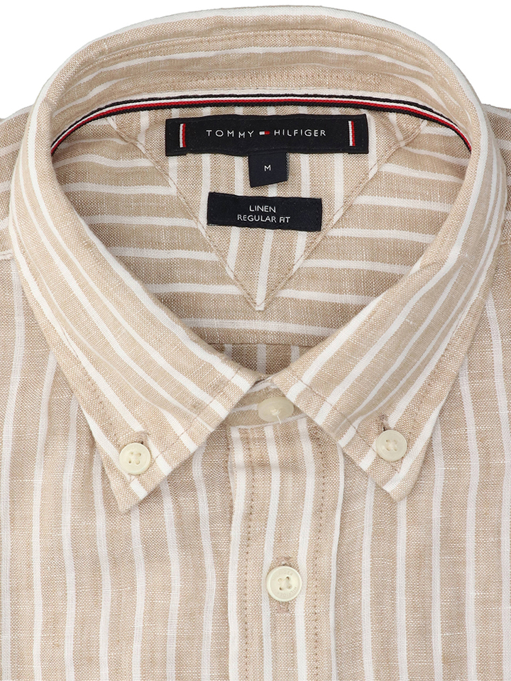 Sandelwood linnen hemd (regular fit) met strepen en lange mouwen Tommy Hilfiger 