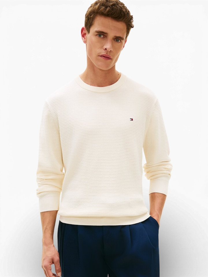 Ecru trui met wafelstructuur Tommy 