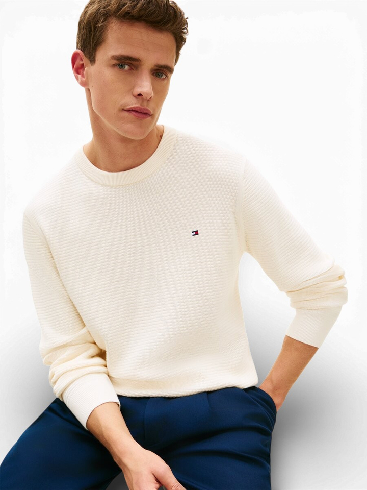 Ecru trui met wafelstructuur Tommy 