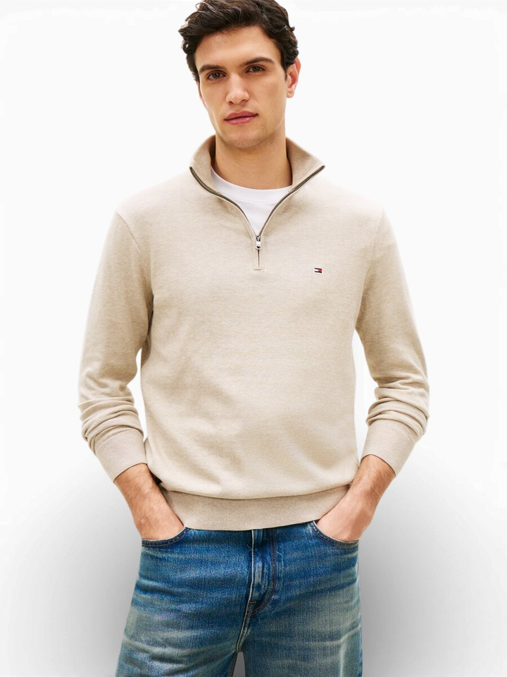 Beige trui met ritssluiting Tommy