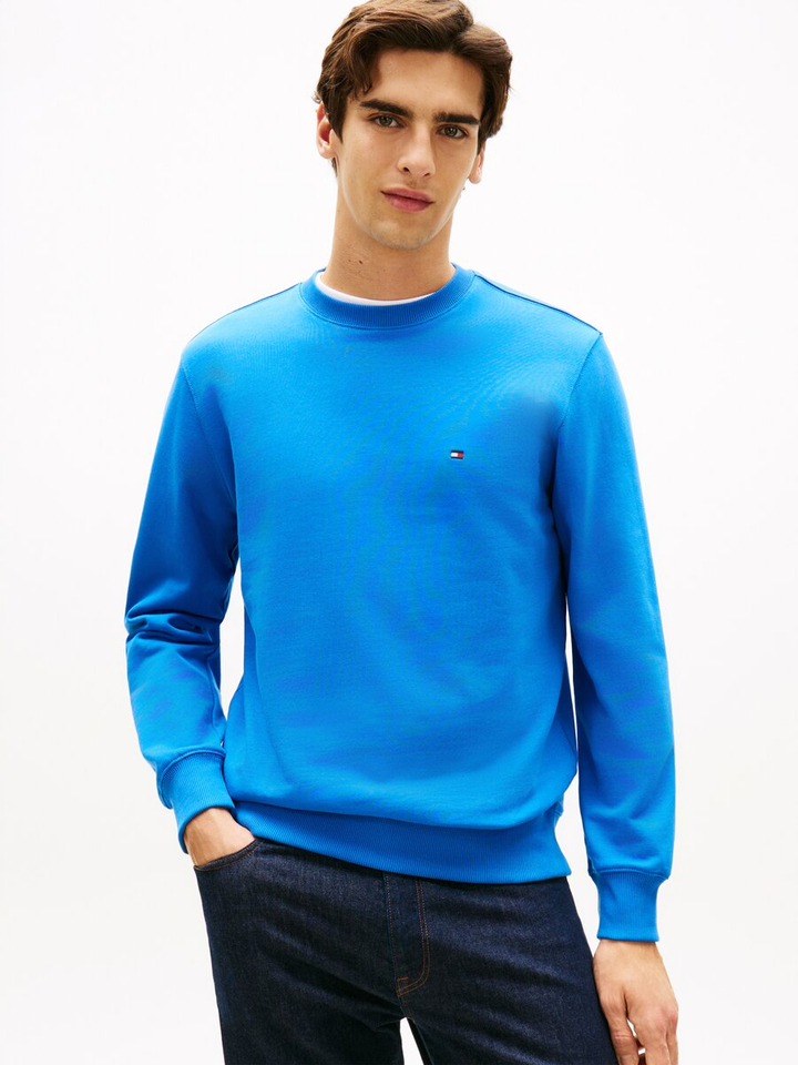 Kobalt blauwe sweater met ronde hals Tommy Hilfiger