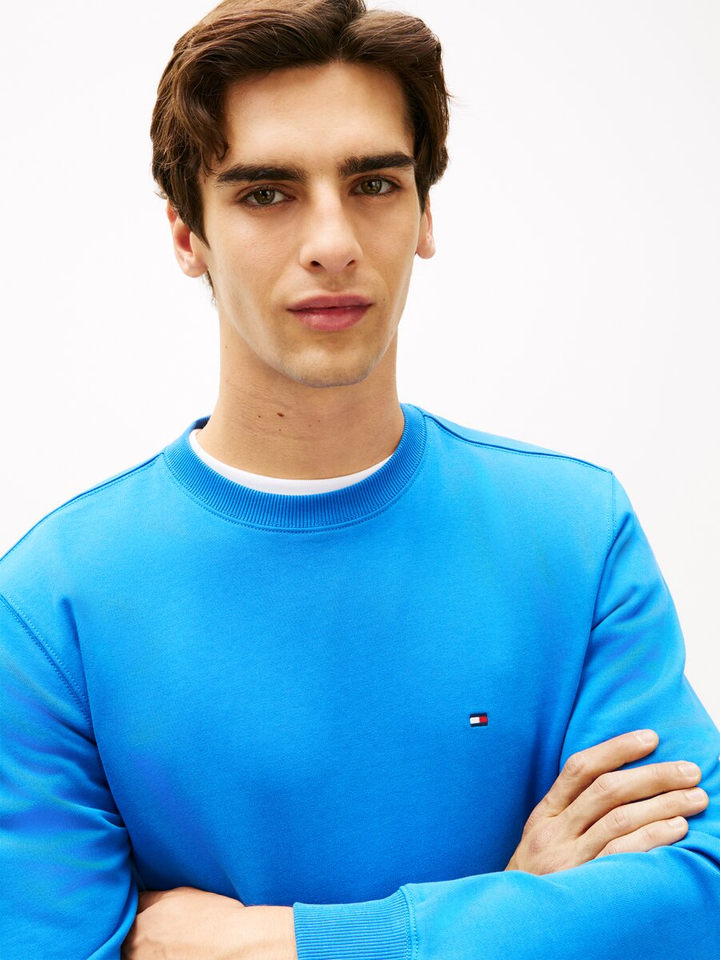 Kobalt blauwe sweater met ronde hals Tommy Hilfiger
