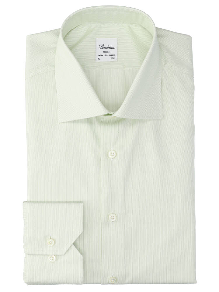 Light green katoenen hemd (regular fit) met extra lange mouwen Stenströms