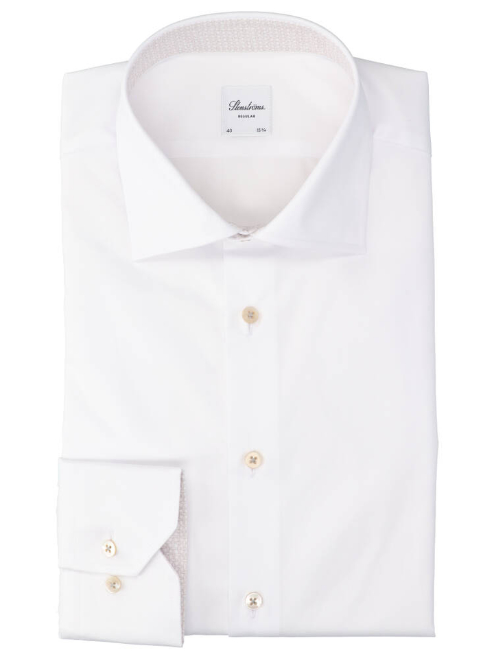 Wit katoenen hemd (regular fit) met lange mouwen Stenströms 