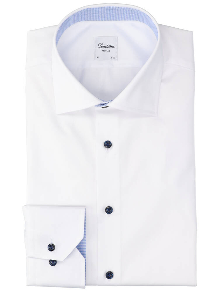 Wit katoenen hemd (regular fit) met lange mouwen Stenströms 