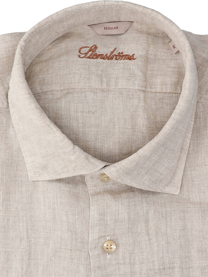 Light beige linnen hemd (regular fit) met lange mouwen Stenströms 
