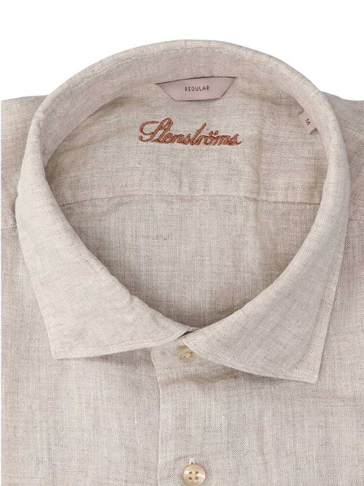 Light beige linnen hemd (regular fit) met lange mouwen Stenströms 