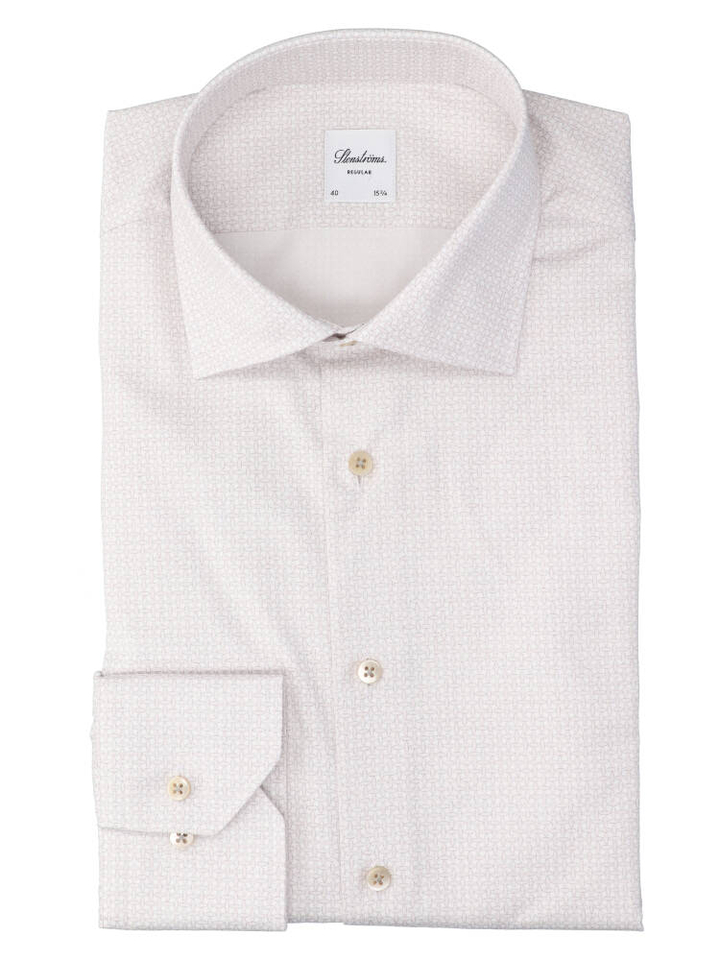 Light grey pattern katoenen hemd (regular fit) met details en lange mouwen Stenströms