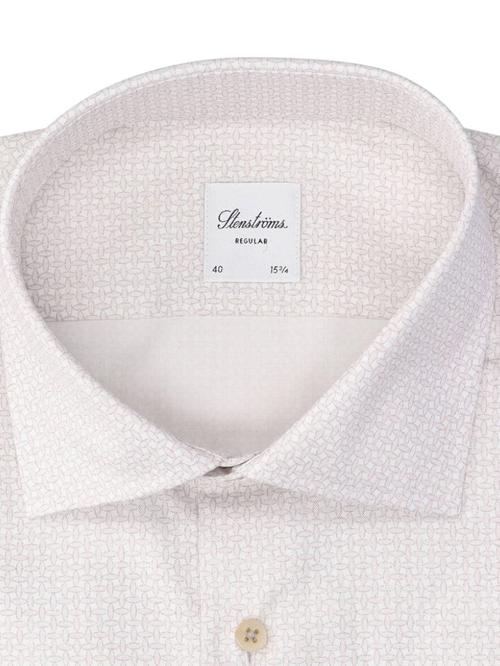 Light grey pattern katoenen hemd (regular fit) met details en lange mouwen Stenströms