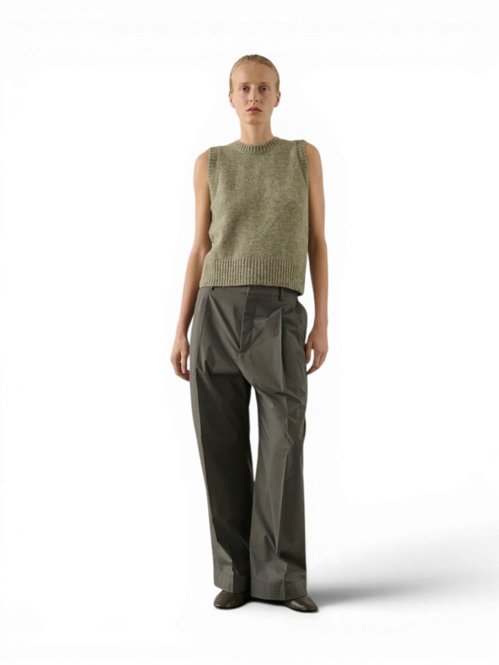Bruine geklede broek met boord Watson Soeur