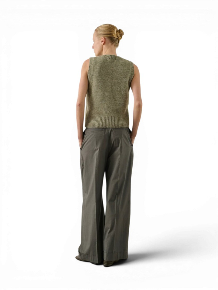 Bruine geklede broek met boord Watson Soeur
