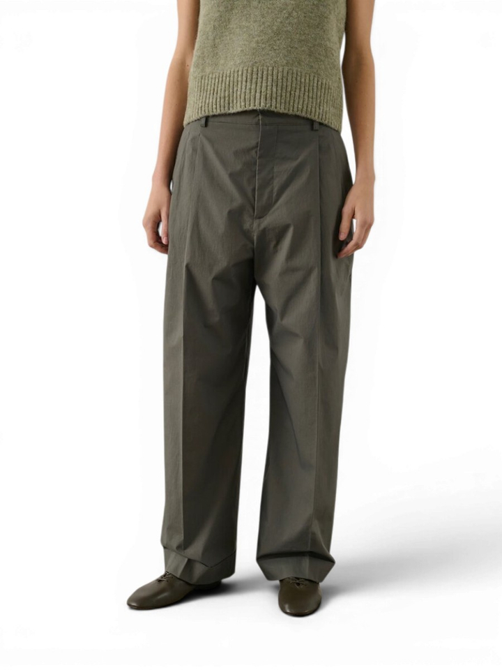 Bruine geklede broek met boord Watson Soeur