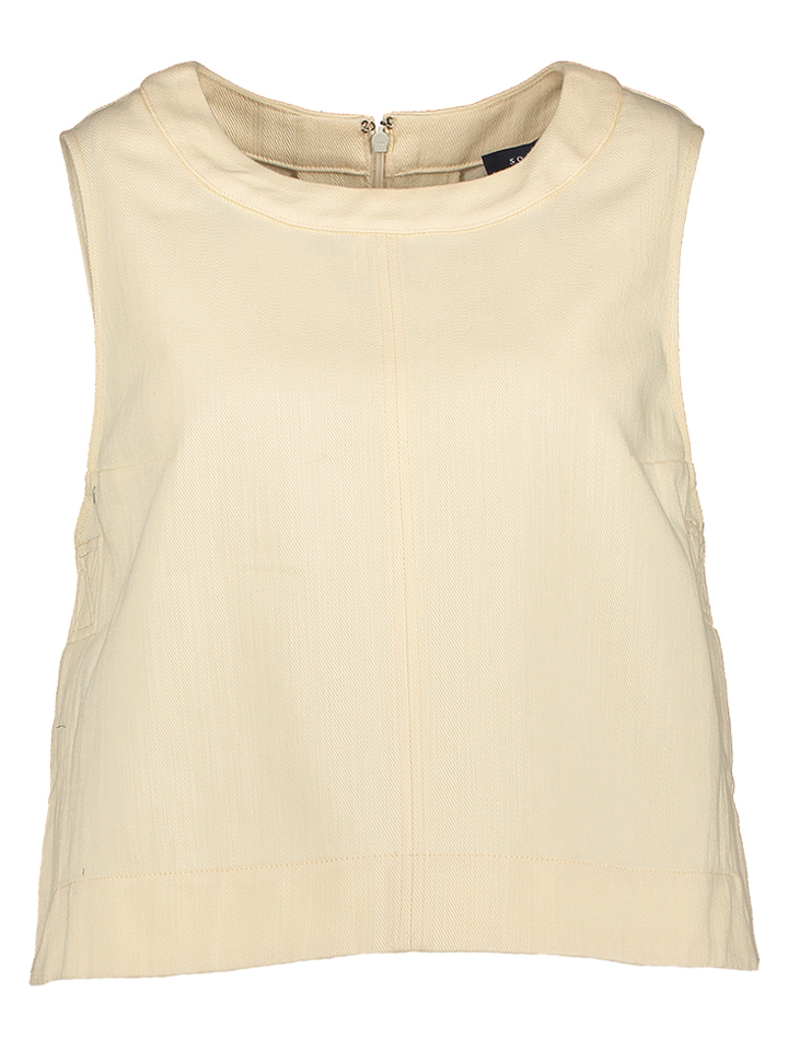 Creme kleurige katoenen top met split aan de zijkant Pampa Soeur