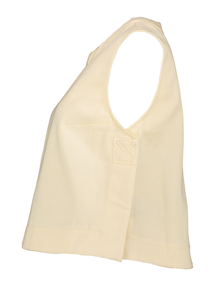 Creme kleurige katoenen top met split aan de zijkant Pampa Soeur