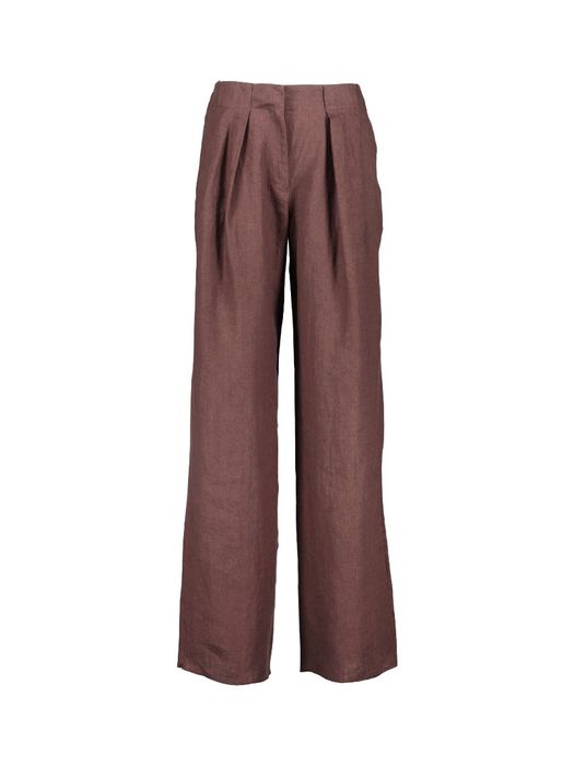 Brtuine linnen broek met bandplooi Rete Marella