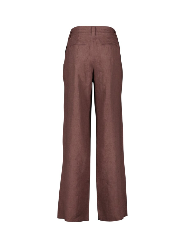 Brtuine linnen broek met bandplooi Rete Marella 