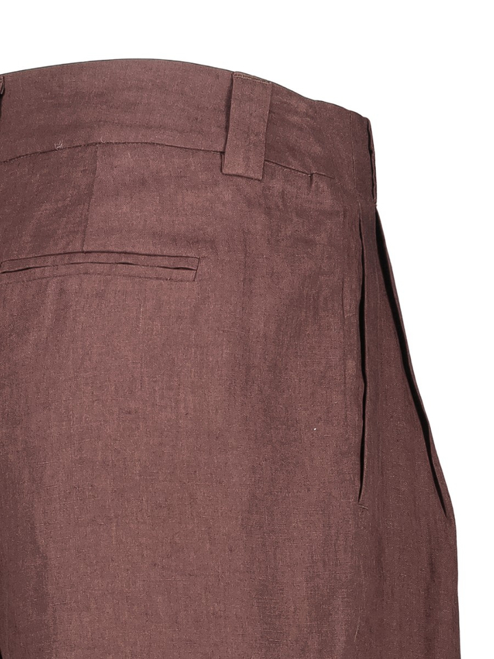 Brtuine linnen broek met bandplooi Rete Marella 