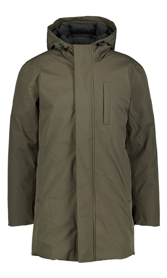 Kaki halflange water en winddichte jas met rits en kap Selected