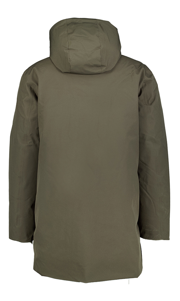 Kaki halflange water en winddichte jas met rits en kap Selected