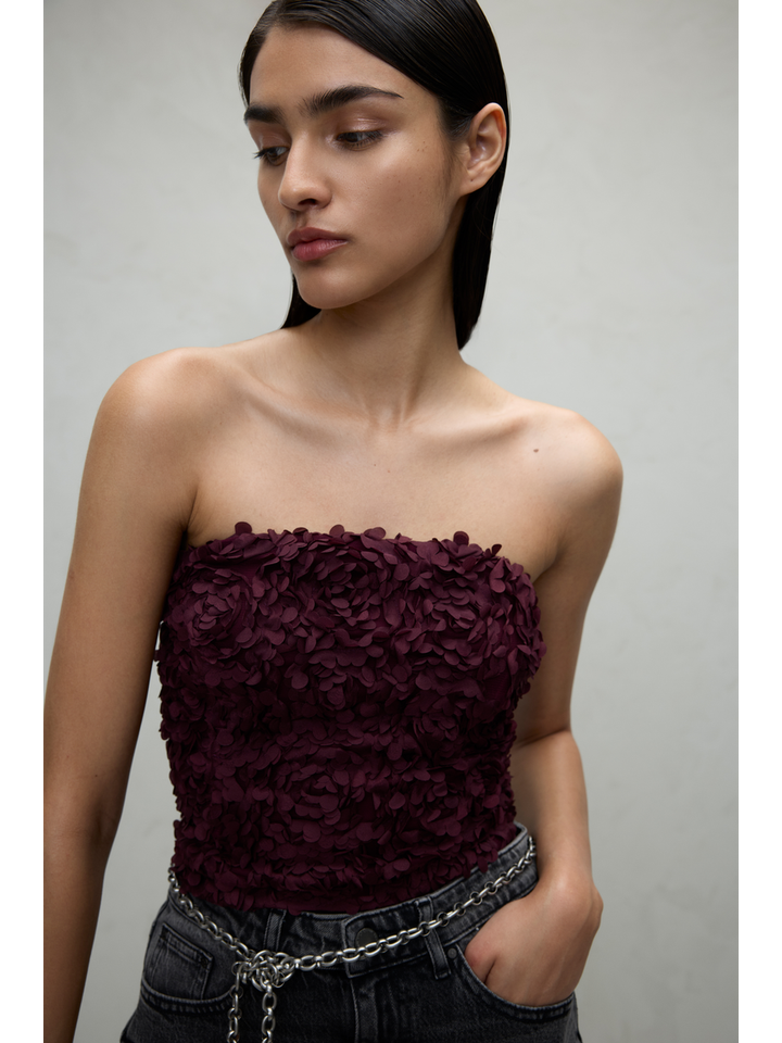 Bordeaux ruffle top Virosie Vila