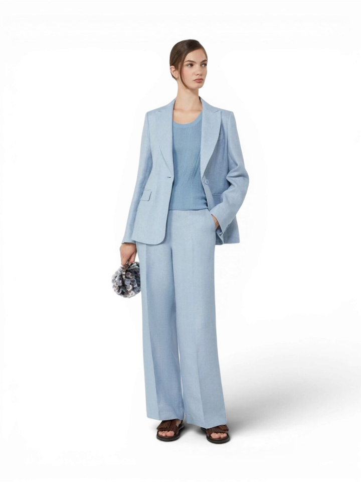 Blauwe linnen broek Max Mara Weekend