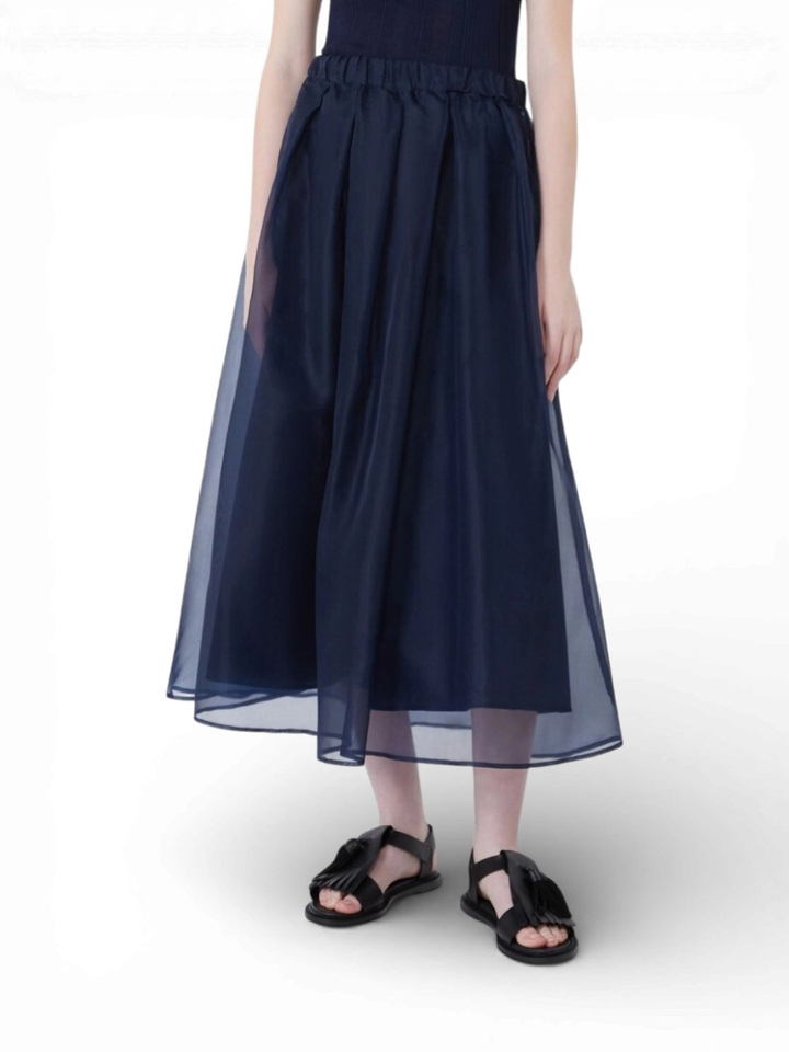 Donkerblauwe wijde lange rok Visino Max Mara Weekend 