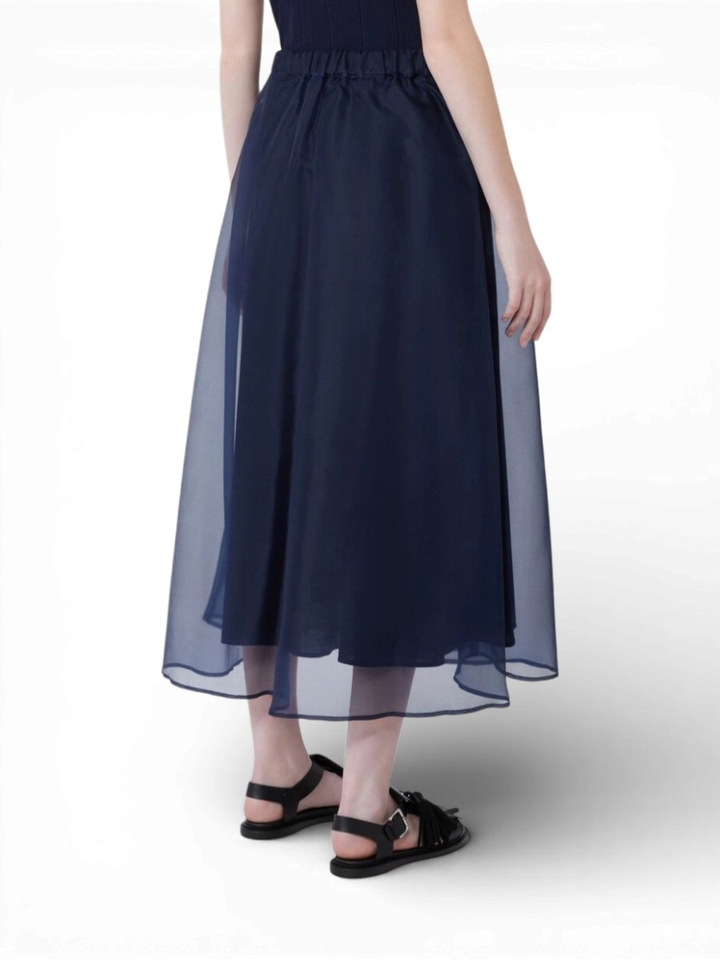 Donkerblauwe wijde lange rok Visino Max Mara Weekend 