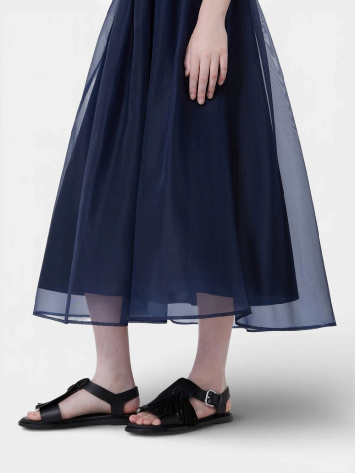 Donkerblauwe wijde lange rok Visino Max Mara Weekend 