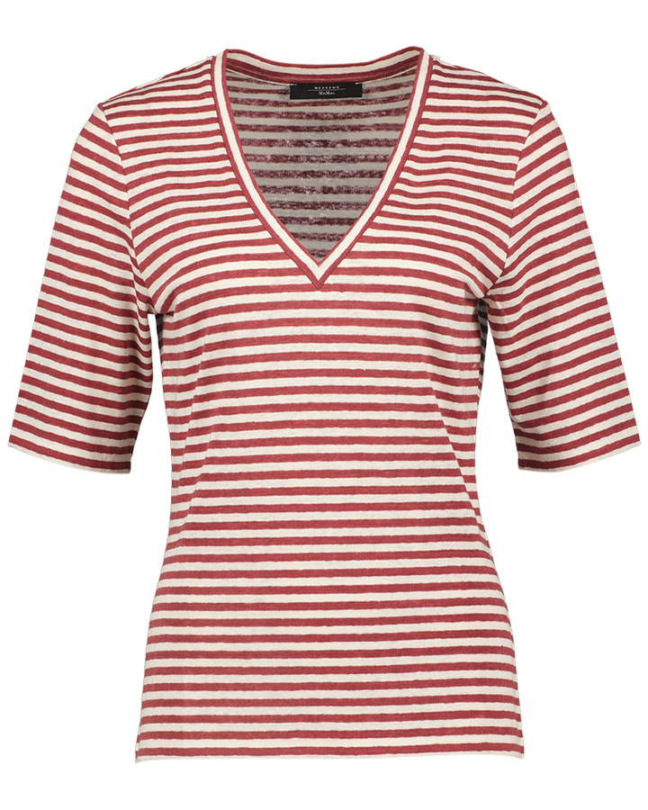 Rode gestreepte t-shirt met V-hals Max Mara 