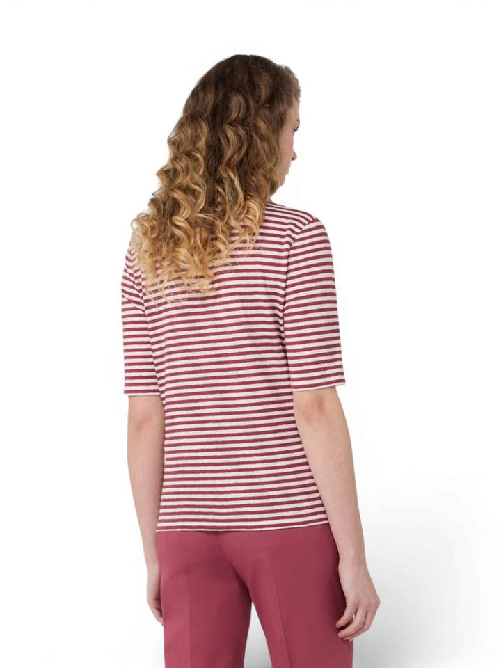 Rode gestreepte t-shirt met V-hals Max Mara 