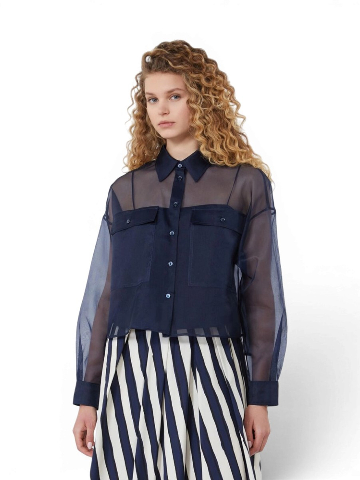 Blauwe doorzichtige bloes Colombia Max Mara Weekend