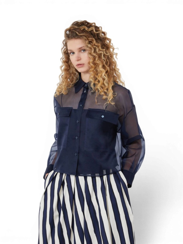 Blauwe doorzichtige bloes Colombia Max Mara Weekend