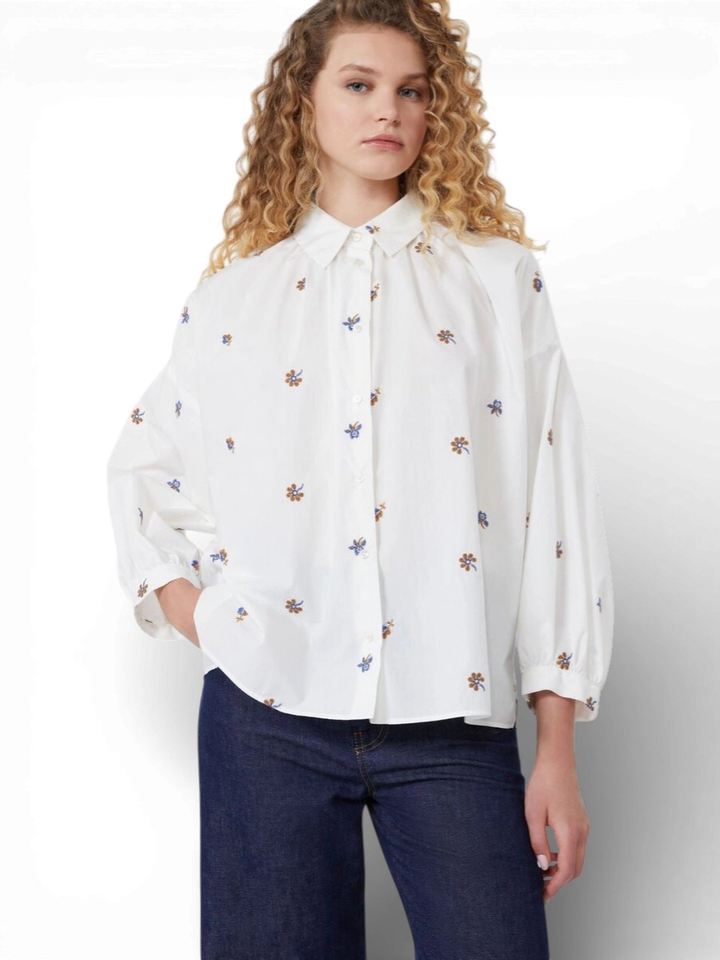 Witte blouse met bloemenprint Butterfly Max Mara Weekend 