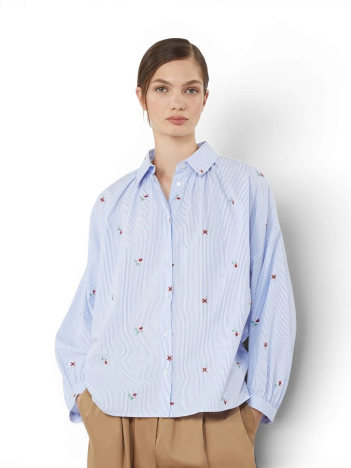 Gestreepte blouse met bloemendetail Butterfly Max Mara