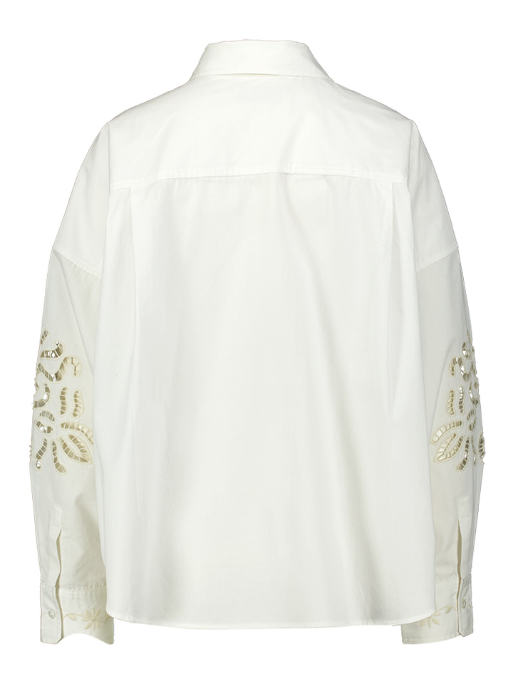 Witte bloes met broderie en kruisjessteek Fonte Max Mara Weekend