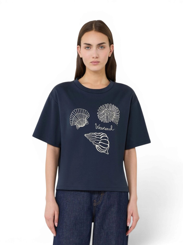 Donkerblauwe t-shirt met opdruk Sabato Max 