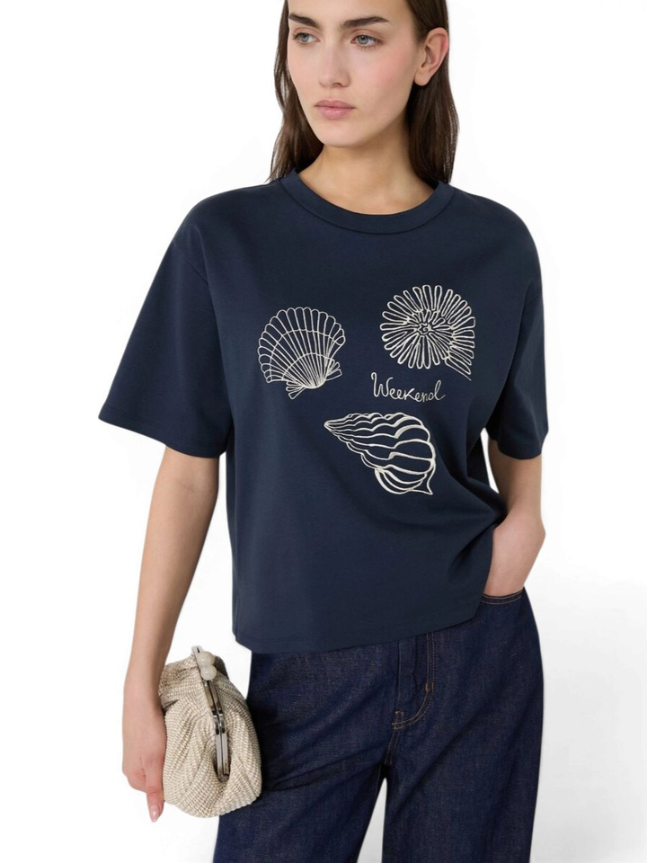 Donkerblauwe t-shirt met opdruk Sabato Max 